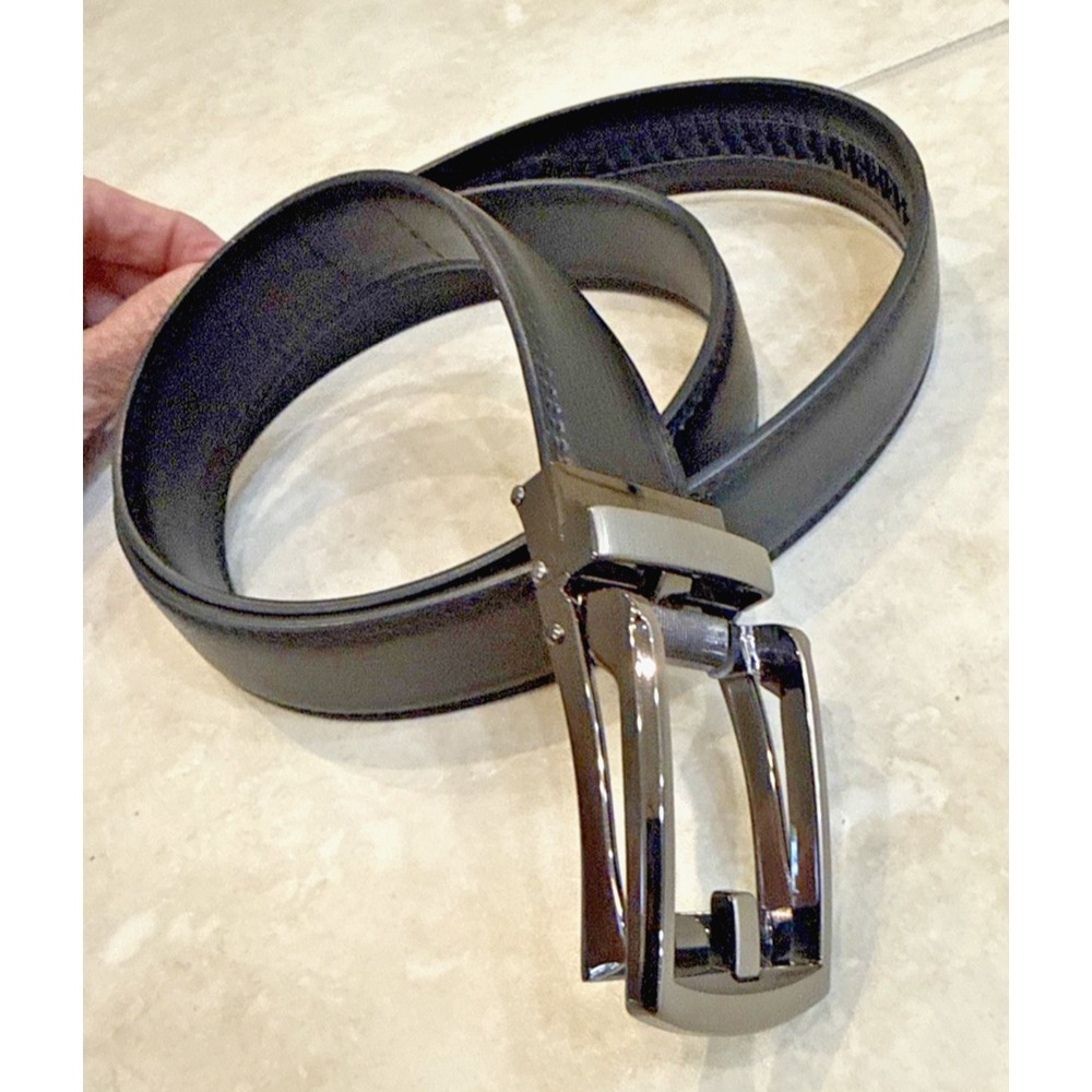 NWOT CHAOREN Dress Ratchet Belt Leather 1 1/4" Comfort Click Sz 28-32 Black